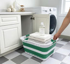SAMMART 42L (11 Gallon) Collapsible Plastic Storage Basket - Foldable Pop Up Storage Container/Hamper - Portable Laundry Organizer - Space Saving (White/Winter Green, 42L (Style A)) - Image 3