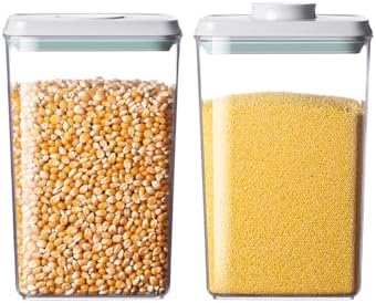 Food Storage Containers with Lids,2.9Qt 2Pcs Airtight Pop Food Storage Containers, BPA-Free Stackable Kitchen Pantry Organizers and Storage, One Button Opening Flour and Sugar Container Sets by EQI