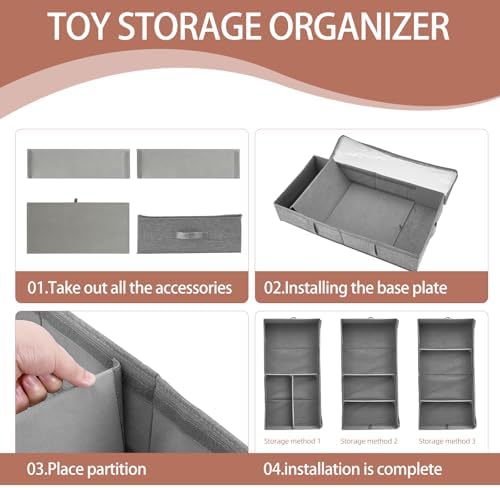 4-Pack Underbed Storage Containers with Clear PVC Lid(31.8×16×5.9in) | Foldable Under Couch Storage Bins, Closet Organizers Bags for Toy, Stuffed Animals, Dolls, Books, Clothes, Shoes & Blankets - Image 4