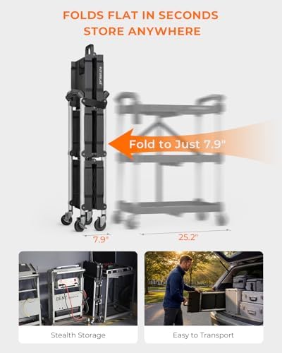 FUTURELAB Portable Folding Service Cart - 3 Tier 330LBS Capacity - Rolling Utility Foldable Cart with Wheels for Warehouse Home Workshops Garages Restaurants Offices - Image 4