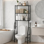 GloTika 3-Tier Over Toilet Storage, Anti-Tilt, 64" H, Black by QualityHomewareTimlessComfort