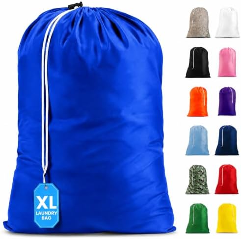 Nylon Laundry Bag - Locking Drawstring Closure and Machine Washable. These Bags will Fit a Laundry Basket or Hamper and Strong Enough to Carry up to Three Loads of Clothes. (Royal Blue) by Handy+Laundry