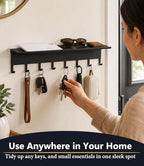 Key Holder Hooks Organizer Shelf Hanger Rack Wall Mounted Sweet Home Metal Decor Stylish and Practical for Entryway Front Door Kitchen Hallway Garage Mudroom Office Hardware Included Black - Image 3
