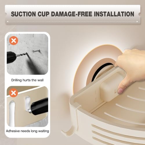 Conworld Corner Shower Caddy Suction Cups, No-Drilling Corner Shower Shelf - Image 2