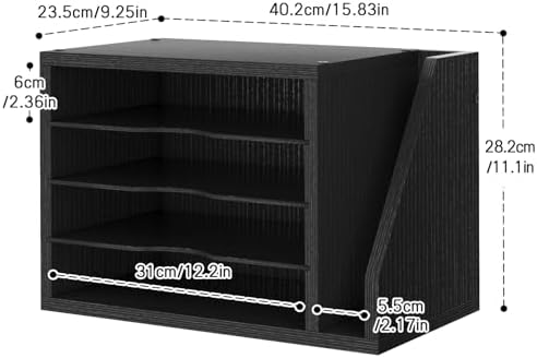 Wooden Mail Organizer, Desk Organizer with 3 Adjustable Shelves - Image 3