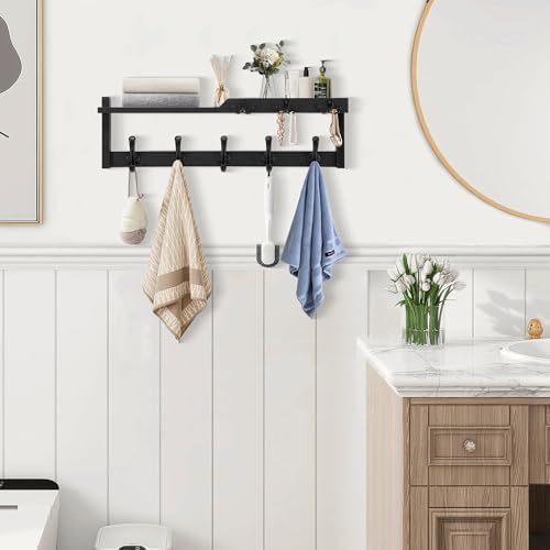 dreampossible 4 in 1 Coat Rack Wall Mount with Shelf, Coat Hooks 25.2" Entryway Coat Hanger with Key Hooks and Mail Holder, Wall Hooks with Shelf, Hat Rack for Wall Key Holder Mail Organizer - Image 5