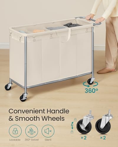 SONGMICS Laundry Basket with Wheels, 4-Section, 68.6 Gallons (260 L) - Image 6