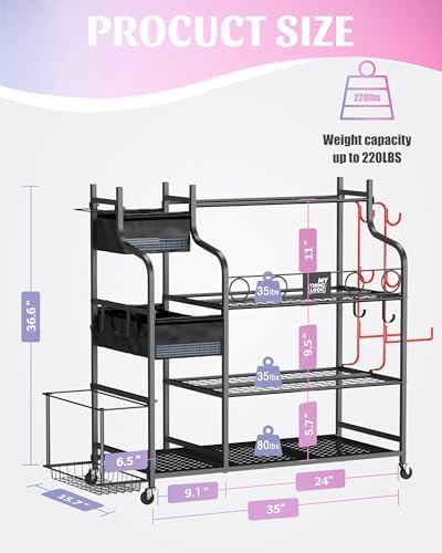 Mythinglogic Home Gym Storage Rack with Wheels for Dumbbells and Yoga Mats - Image 7