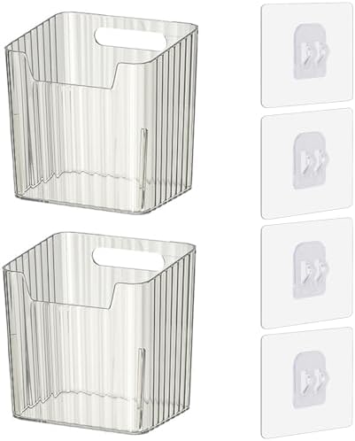 Lae Nuvole 2 Pack Adhesive Wall Storage Bins, Cabinet Door Organizer, Clear by LaeNuvole