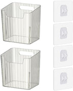 Lae Nuvole 2 Pack Adhesive Wall Storage Bins, Cabinet Door Organizer, Clear by LaeNuvole