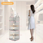 Yuyetuyo 5 Tier Closet Hanging Organizer and Storage Separable Hanging Closet Shelves with 4 Hooks 2 Adjustable Dividers, Wire Storage Basket Bins for Clothing Sweaters Socks Dolls Handbags, Foldable - Image 3