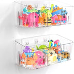 Bath Toy Storage 2 Packs, Large Bath Toy Holder - 3 Compartments, Quick-Dry by Lysam