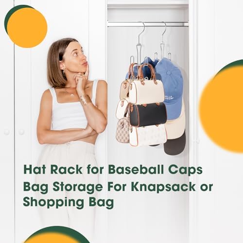 Purse Hanger Purse Organizer for Closet,Rotatable Metal Bag Organizer,Purse Holder for Handbags,Belts,Scarves,Tote,Baseball Hats,Backpacks(Silver) - Image 5