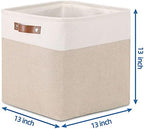 Temary Cube Storage Bins 13x13 Fabric Storage Cubes Baskets Set Of 4 Cloth Baskets for Shelf, Large Bin Empty Basket for Organizing, Shelf Basket (White&Khaki) - Image 2