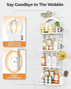 ODesign 4 Tier Adjustable Shower Rack Hanging Over Head Anti-Swing White - Image 5
