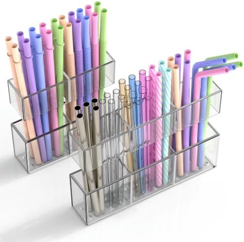 Small Acrylic Straw Holder for Cabinet Door, Adjustable Two-Part by Rycid