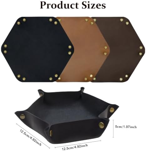boshiho Valet Tray for Men, Leather Jewelry Catchall Key Phone Coin Box Change Caddy Bedside Storage Box (Jet Black) - Image 5