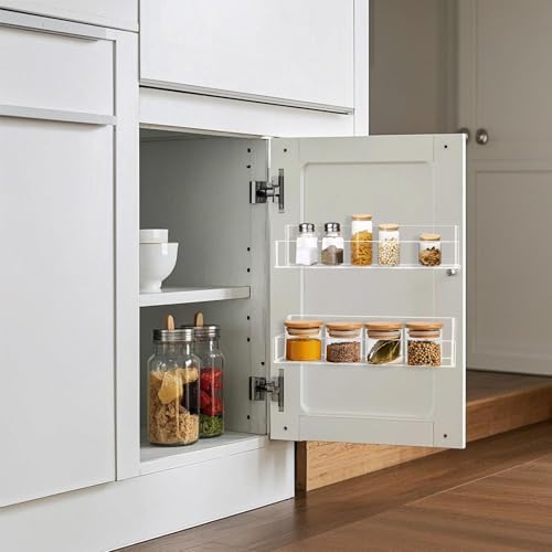 Acrylic Spice Rack Wall Mount-12 Inch, Clear Spice Shelf Storage Holder, 4 Pack Hanging Seasoning Rack Organizer for Cabinet Door, Cupboard or Wall Kitchen (Adhesive or Screw) - Image 5
