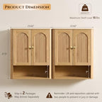 IFGET Bathroom Fluted Arched Wall Cabinet Set 2, 23.6''W Medicine Cabinet, Natural - Image 2