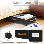 Under Bed Storage with Wheels 2-Pack, 75L XXL Under the Bed Storage Containers Large, 12" Tall Adjustable Storage for Underbed with Lids, Rolling for Clothes, Shoes, Blankets (4PCS-Black) - Image 4