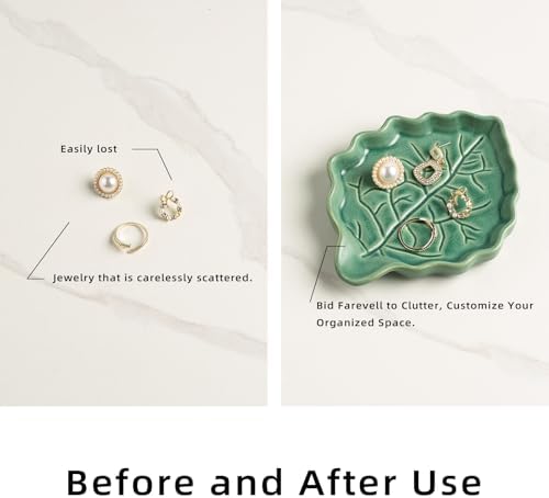 Ceramic Leaf Ring Dish, Small Trinket Tray with Gift Box - Image 5
