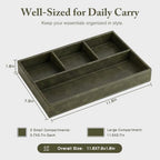 GORESE Valet Tray for Men, Leather Tray EDC Desk Organizer, Olive Green - Image 3