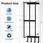 Camping Chair Wall Storage for Garage, Metal Camping Chair Storage Rack Wall Holder, Floating Shelf, 4 Hooks, Stainless Steel, Beach Chair Rack, Umbrella Holder, Garage Chair Organizer, Matte Black - Image 2