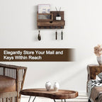 Key Holder for Wall with 5 Key Hooks and Storage Drawer - Image 3