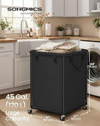 SONGMICS Laundry Basket with Wheels, Removable Liner Bag, 45 Gallon (170 L) - Image 2