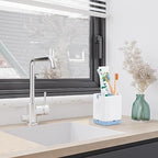 Boperzi Toothbrush and Razor Holder for Bathrooms - Countertop Organizer With Drainage, Anti-Slip Kids Toothpaste Caddy for Electric Toothbrush, Shower, Vanity - Blue - Image 4