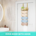 HapiRm Towel Racks for Bathroom Storage - 6 Tier Over The Door & Wall Mount Rolled Towel Storage Organizer Holder with Metal Shelf Basket for Small Bathroom, Camper, Rv - Gold, Patented - Image 4