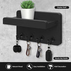 Nekon Key Holder Wall Mount, 8.5 Inch Small Wooden Wall Organizer, Black - Image 2