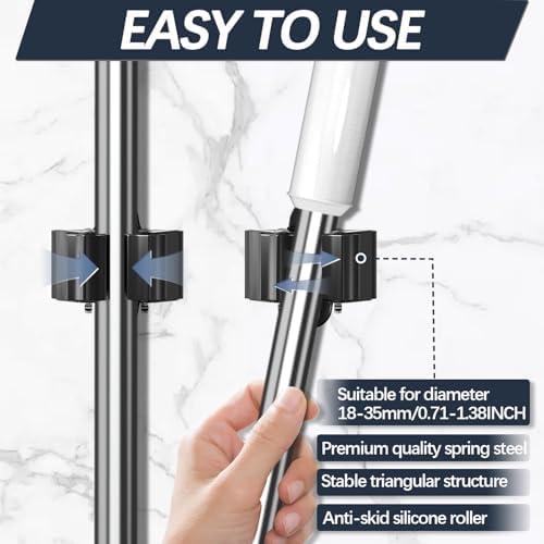 3-H Broom Holder Wall Mount 50 Pack, Stainless Steel Mop Hanger with Screws - Image 5