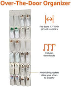 Amazon Basics 24 Medium Mesh Pocket Over-the-Door Hanging Shoe Organizer, Space Saving Shoe Storage, Light Grey | Over-the-Door - Image 2