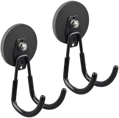 ULIBERMAGNET Strong Magnetic Hooks,2 Pack Heavy Duty Large Magnetic Hooks for Extension Cord, Cable, Hose, Power Cord,Rope,Drill,Jig Saw,Circular Saw,Garden Lawn Tools (Black/3.46inch) - Image 2