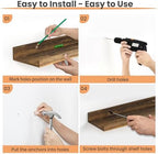 upsimples Floating Shelves for Wall Decor and Storage, Brown, 6Pcs 47.3'' - Image 3