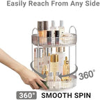 Asayuee 360 Rotating Makeup Organizer for Vanity,Bathroom Countertop Organizer,Spinning Perfume Organizer&Vanity Organizer(Grey-2 Tier) - Image 3