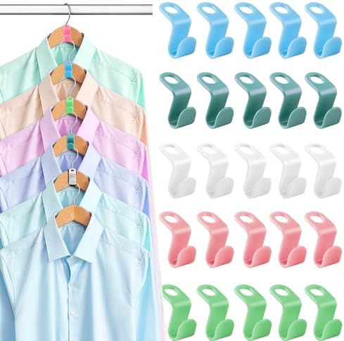 100 PCS Hanger Connector Hooks, Hangers Space Saving, Hanger Clips for Plastic Hangers(5 Color) by PECULA