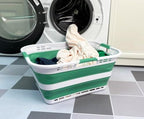 SAMMART 42L (11 Gallon) Collapsible Plastic Storage Basket - Foldable Pop Up Storage Container/Hamper - Portable Laundry Organizer - Space Saving (White/Winter Green, 42L (Style A)) - Image 2