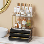 Anylady Bathroom Organizers and Storage, Makeup Organizer (Sturdy Durable Attractive), Ideal for Vanity, Countertop, Counter, Perfume, Skincare, Cabinet, Cosmetic, Dresser Organizer (deep black) by Anylady