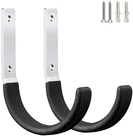 GeeWatom Heavy Duty Steel Garage Hooks,Garage Storage Utility Hooks,Heavy Duty Garage Garden Tool Organizer,Steel Wall Mount Hooks, Garden Hose Hanger, Small U Hooks (Black 2 Pack) by GeeWatom
