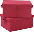 HOONEX Storage Bins with Lids for Organizing, Pack of 2, Storage Boxes with 2 Carrying Handles and Sturdy Heavy Cardboard, 16.5" L x 11.8" W x 7.5" H for Shoes, Books, Clothes, Red by HOONEX