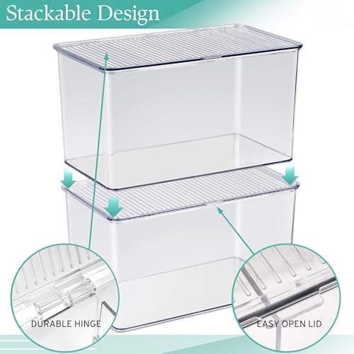 Sorbus Clear Storage Bins with Lids, Stackable Organizer (Large) - Image 5