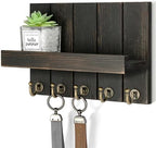 Rebee Vision Key Holder Wall Mount with Shelf for Office, Distressed Black by REBEEVISION