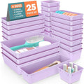 25 PCS Plastic Drawer Organizer Set, Makeup Organizers and Storage Bins by WOWBOX