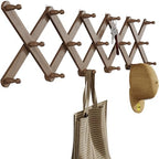 OROPY Accordion Wall Hanger with 17 Pegs, Expandable Wooden Coat & Hat Rack by OROPY