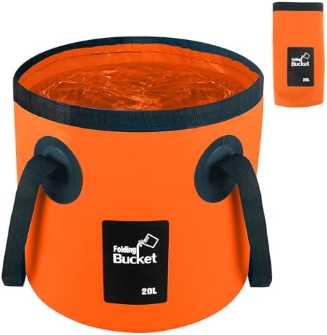 5 Gallon Bucket, Collapsible Bucket with Handle for Outdoor Beach Fishing Gardening, Folding Car Wash Buckets Mop Water Storage Laundry Wash Basin for RV Household Cleaning Supplies Camping Essentials by BIDFUL