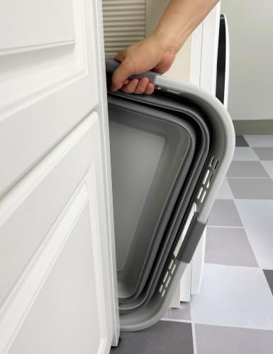 SAMMART 42L (11 Gallon) Collapsible Plastic Storage Basket - Foldable Pop Up Storage Container/Hamper - Portable Laundry Organizer - Space Saving (Grey, 42L (Style A)) - Image 3