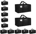 12 Pack-Extra Large Heavy Duty Moving Bags - Waterproof Storage Totes with Handles & Zippers, Foldable for College Dorm, Storage (Black) by Unknown