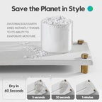 Razborci Water Absorbing Stone Sink Caddy Kitchen Sink Organizer Tray, Diatomite Bathroom Counter Tray, Gold Faucet Drying Mat Coaster Soap Dish Rack Riser Dispenser Sponge Holder, Beige 12.5" x 4.5" - Image 5